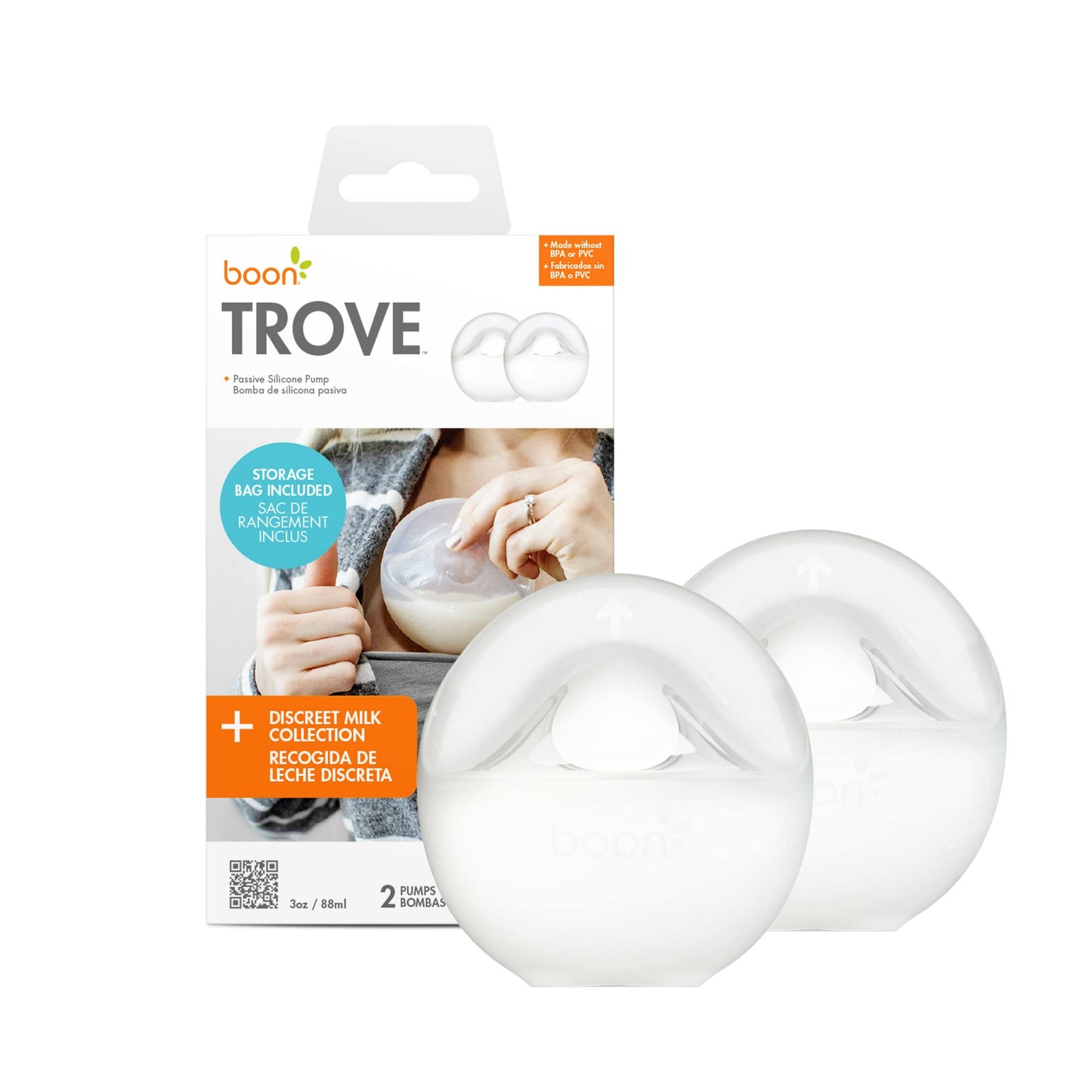 Boon TROVE Silicone Manual Breast Pump - Hands Free Breast Pump - Passive Breast Milk Collector Shell for Newborns - Breastfeeding Essentials - 1 Count