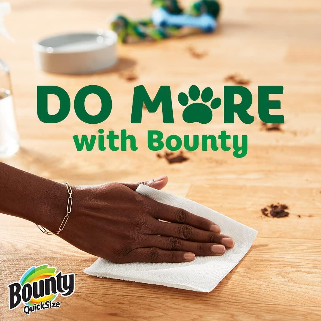 Bounty Quick-Size Paper Towels, White, 12 Family Triple Rolls = 36 Regular Rolls