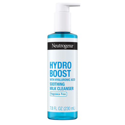 Neutrogena Hydro Boost Soothing Milk Facial Cleanser with Hyaluronic Acid, Hydrating Face Wash Gently Lifts Dirt & Oil Leaving Soft Soothed Skin, Hypoallergenic, Fragrance-Free, 7.8 Fl. Oz