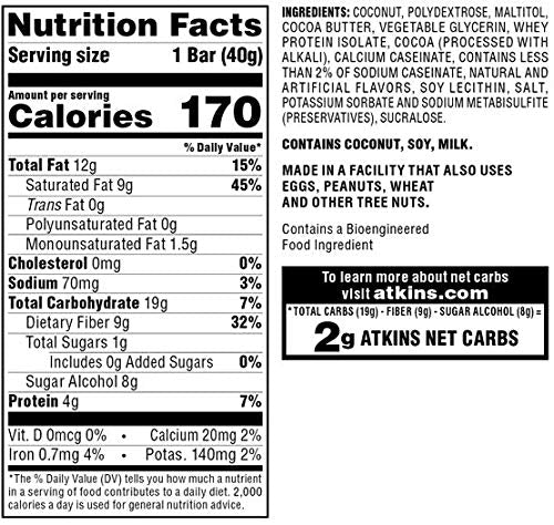 Atkins Endulge Caramel Nut Chew Bar, Dessert Favorite, 1g Sugar, Good Source of Fiber, Low Sugar, 10 Count