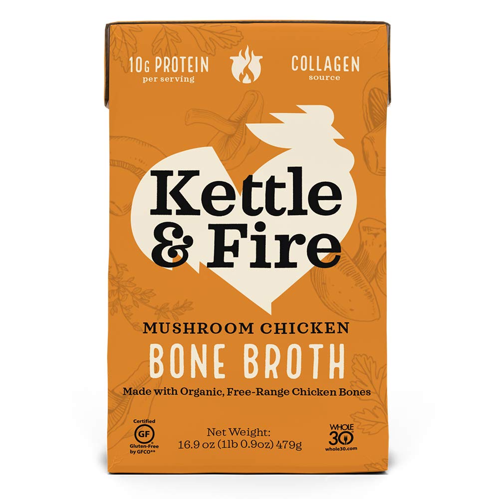 Kettle and Fire Classic Beef Bone Broth, Keto, Paleo, and Whole 30 Approved, Gluten Free, High in Protein and Collagen (6 Pack)