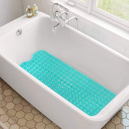 YINENN Bath Tub Shower Safety Mat 40 x 16 Inch Non-Slip and Extra Large, Bathtub Mat with Suction Cups, Machine Washable Bathroom Mats with Drain Holes, Clear