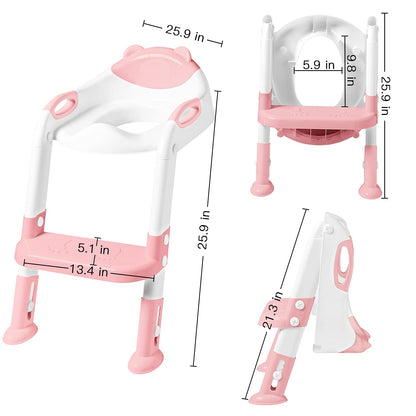 Toilet Potty Training Seat with Step Stool Ladder,SKYROKU Training Toilet for Kids Boys Girls Toddlers-Comfortable Safe Potty Seat with Anti-Slip Pads Ladder (Grey)