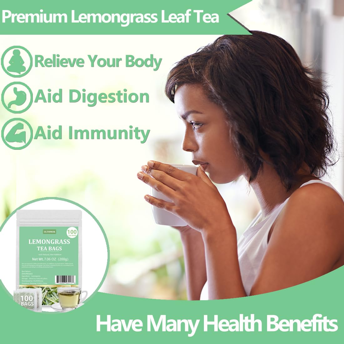 Premium 50 Mullein Leaf Tea Bags. Made with 100% Pure Mullein Leaves, for Lungs Cleanse and Respiratory Support, No Flavoring & No Additives & Caffeine Free.