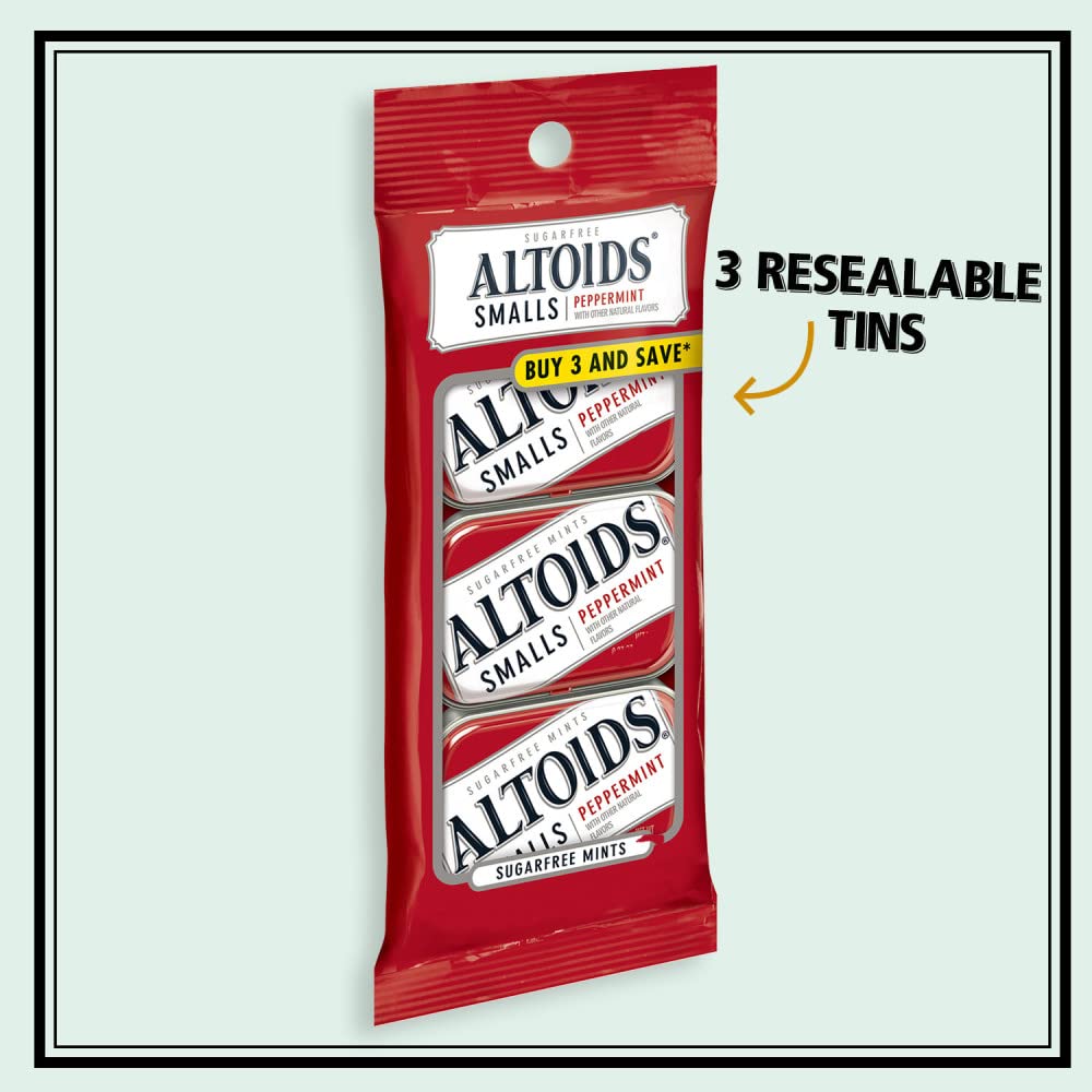 Wrigley's Altoids Smalls Peppermint Sugarfree Mint, 0.37 Ounce, 3 Count