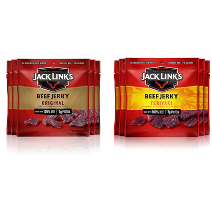 Jack Link's Beef Jerky, Original, Multipack Bags – Flavorful Meat Snacks for Lunches, Ready to Eat, Individual Packs - 7g of Protein, Made with 100% Beef – 0.625 oz (Pack of 20)