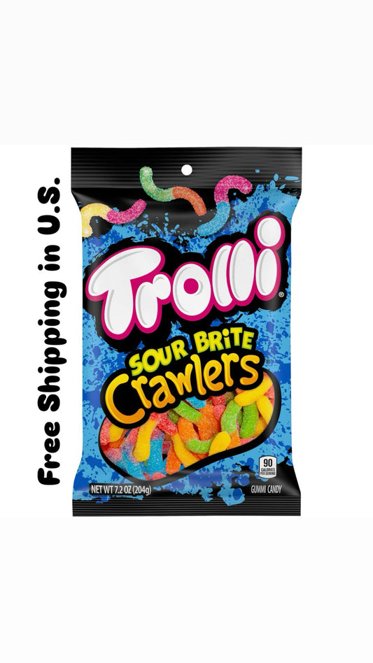 Trolli Sour Brite Crawlers Candy, Original Flavored Sour Gummy Worms, 7.2 Ounce