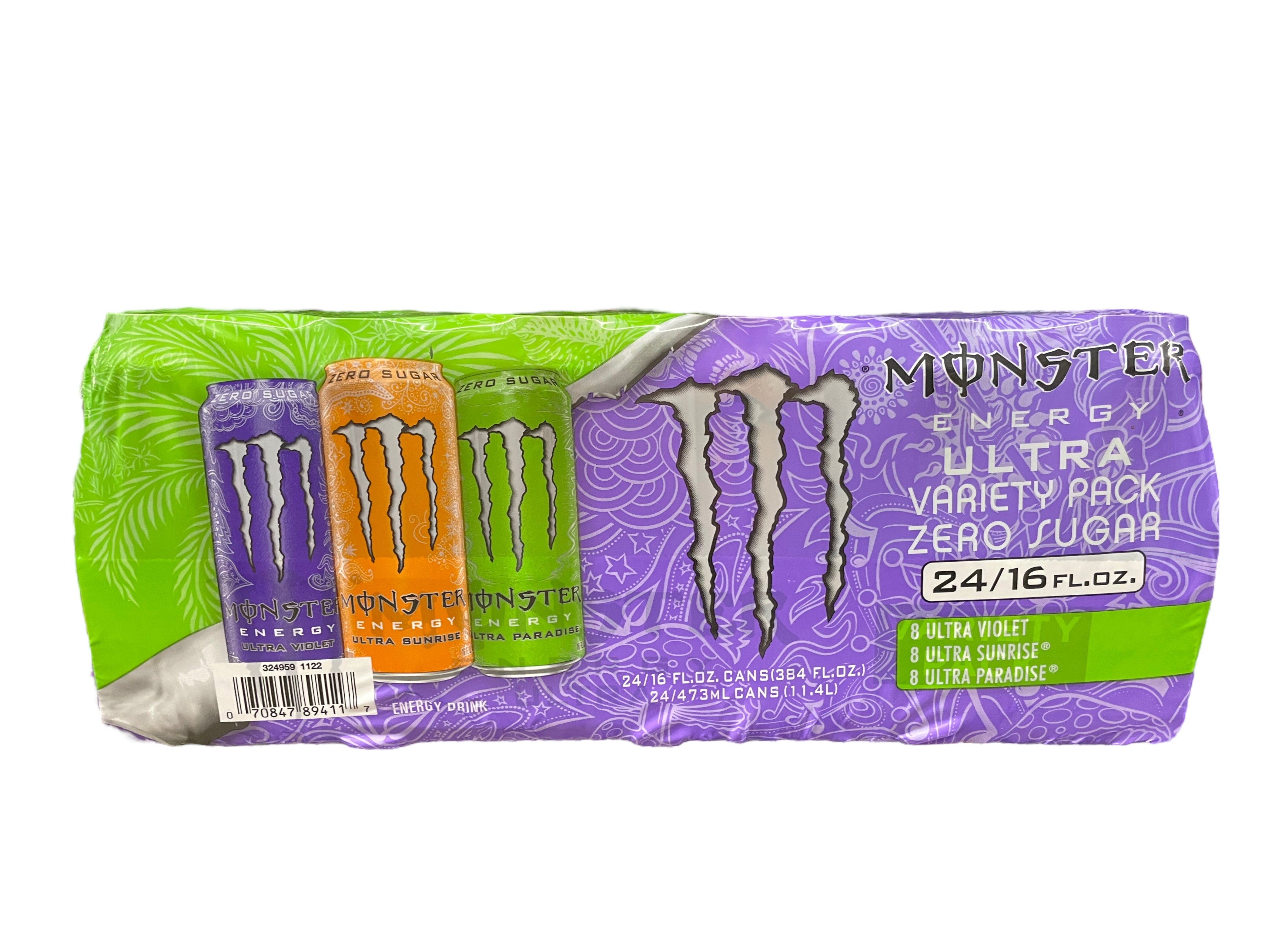 Monster Energy Ultra Zero Sugar Variety Pack, 16 oz, 24 Count (Sunrise, Violet, Paradise)