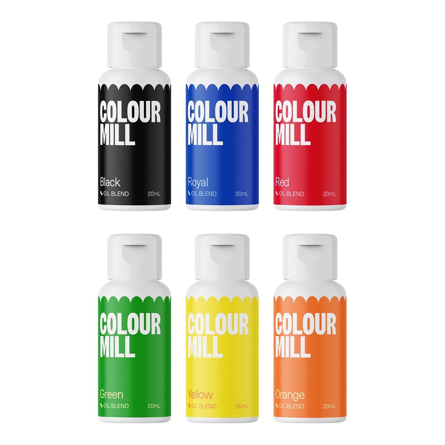 Colour Mill Oil-Based Food Coloring, 20 Milliliters Each of 6 Colors: Baby Blue, Navy, Royal, Sky Blue, Teal and Tiffany