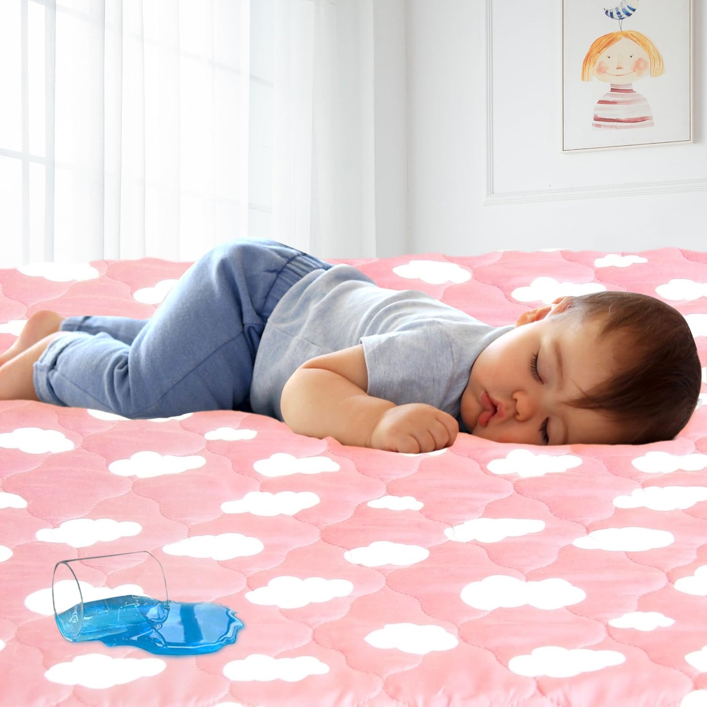 Crib Mattress Protector Sheets Fitted Waterproof Crib Mattress Pad Cover, Noiseless & Machine Wash 100% Absorbent Crib/Toddler Mattress Protector Sheet Quilted, White, 52" x 28"