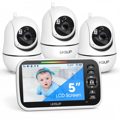 Baby Monitor with Camera and Audio - 5” Display Video Baby Monitor with 29 Hour Battery Life, Remote Pan & Tilt, 2X Zoom,Auto Night Vision, 2 Way Talk, Temperature Sensor,Lullabies,960 Feet Range