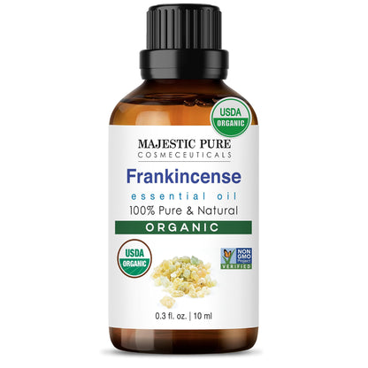 Majestic Pure Frankincense USDA Organic Essential Oil | 100% Organic and Premium Quality Oil for Skincare, Aromatherapy | 1 fl oz