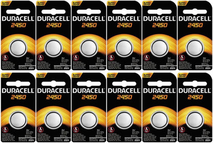 12-Pack Duracell 2450 Batteries 3.0 Volt Lithium Coin Button