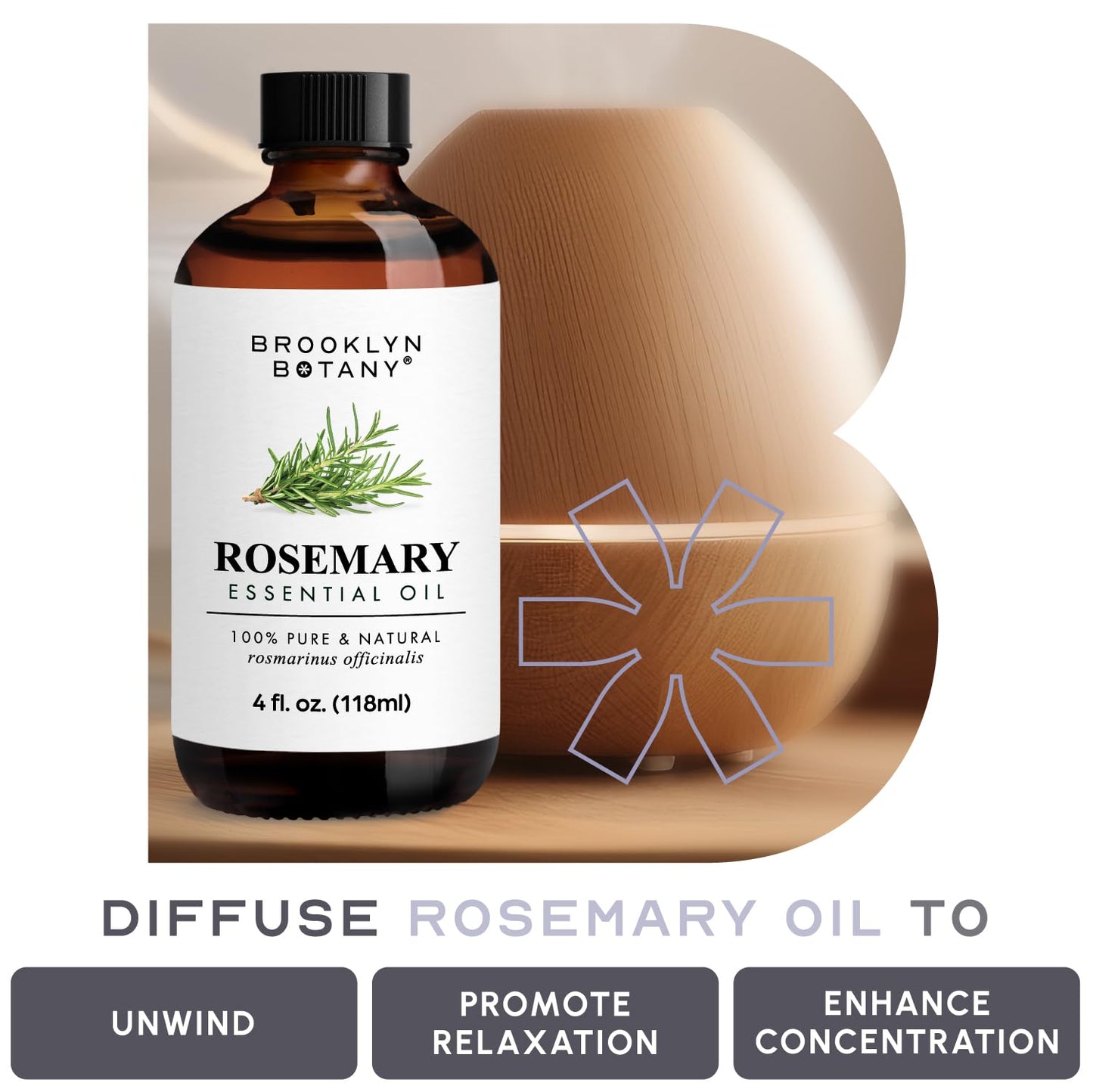 Brooklyn Botany Basil Essential Oil - 100% Pure and Natural - Premium Grade Essential Oil - for Aromatherapy and Diffuser - 0.33 Fl Oz