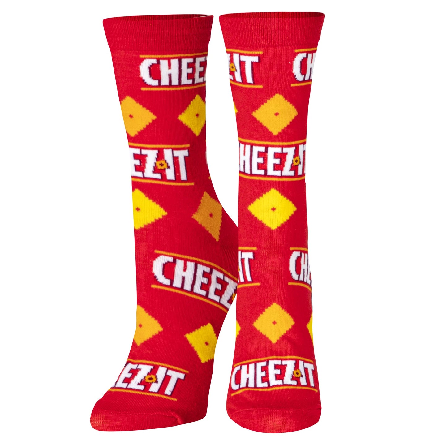 Crazy Socks for Men, Ritz Cracker, Funny Snack Food Novelty Print, Crew, Large