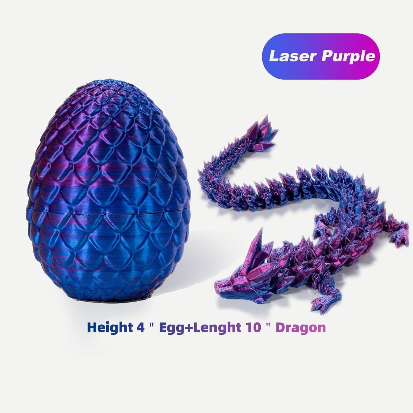 3D Printed Dragon in Egg, Dragon Eggs with Dragon Inside for Boys Kids Home Decor,Executive Articulated Crystal Dragon Fidget Desk Toys (Green)