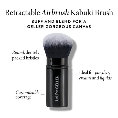 LAURA GELLER NEW YORK Retractable Airbrush Kabuki Brush for All Face Makeup & Foundation for Liquid, Cream and Powder Face Makeup With Aluminum Handle