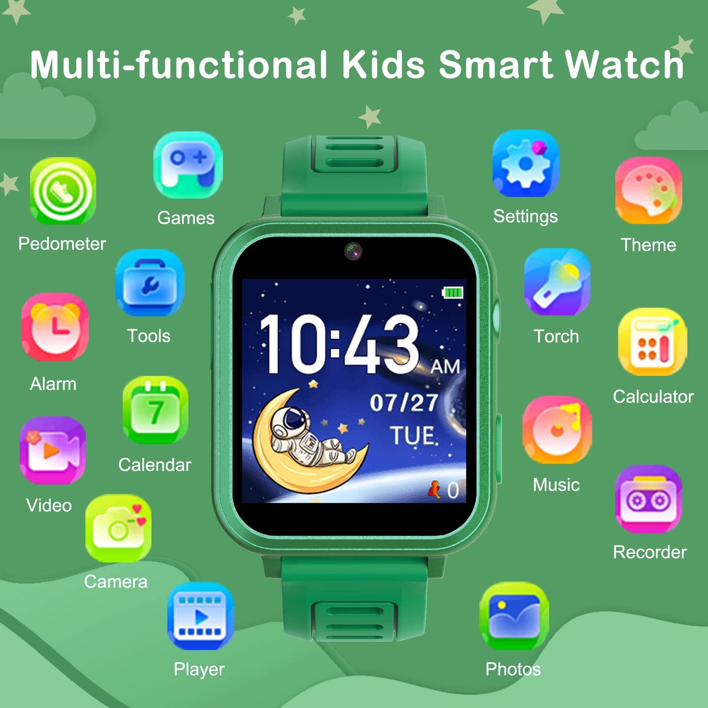 Phyulls Smart Watch for Kids with 24 Games Alarm Clock, Touchscreen, Calendaring Camera Music Player Time Display Video & Audio Recording, Toys for 3-12 Years Old Boys Toddler