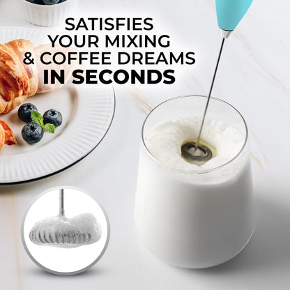 Zulay Powerful Milk Frother (4 Duracell Batteries Included) - Handheld Milk Frother Wand Drink Mixer for Coffee - Powerful Milk Foamer for Cappuccino, Frappe, Matcha & Coffee Creamer - Black