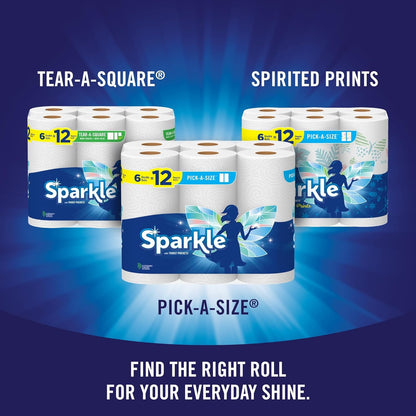 Sparkle Pick-A-Size Paper Towels, 6 Double Rolls = 12 Regular Rolls, Everyday Value Paper Towel With Full And Half Sheets