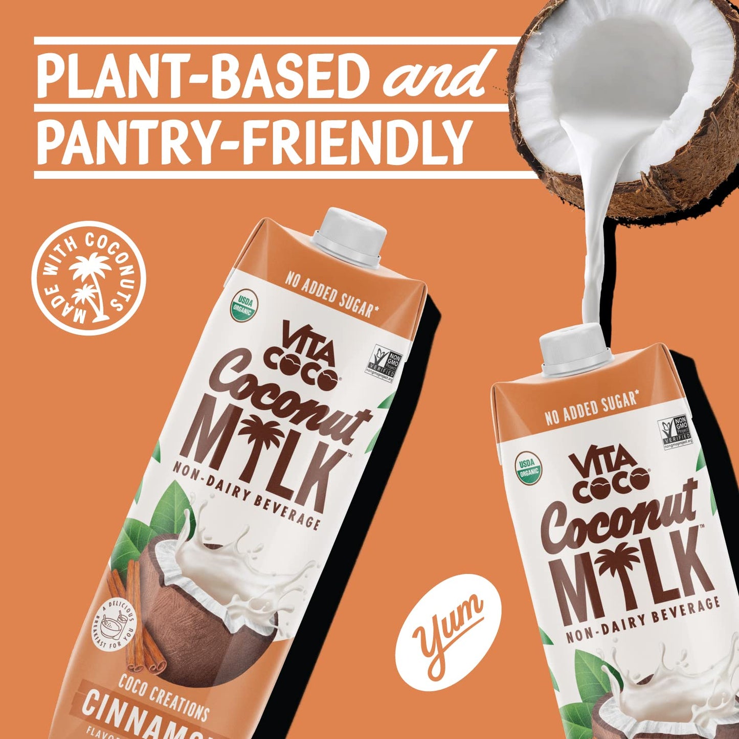 Vita Coco Original Organic Coconut Milk, Plant Based, Dairy Free Milk Alternative - Gluten Free, Soy Free, and Unsweetened, No Added Sugar - Perfect Add to Cereal, Smoothies, Desserts - 33.8 Ounce (Pack of 6)