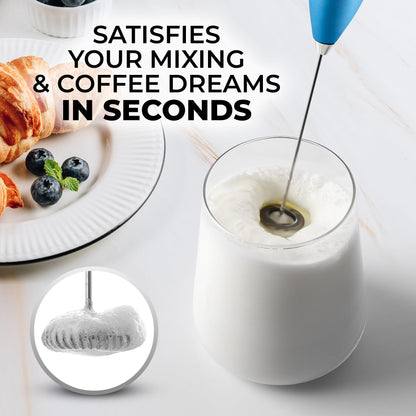 Zulay Powerful Milk Frother (4 Duracell Batteries Included) - Handheld Milk Frother Wand Drink Mixer for Coffee - Powerful Milk Foamer for Cappuccino, Frappe, Matcha & Coffee Creamer - Black