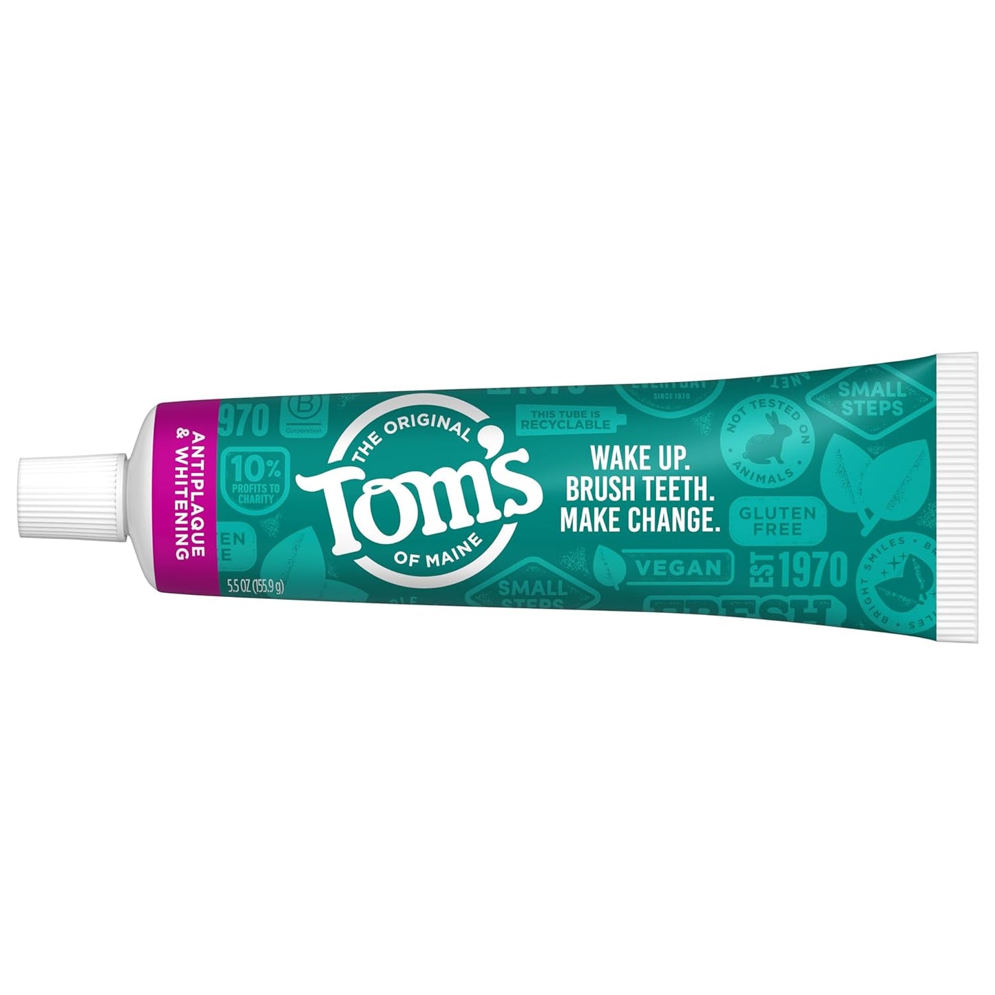 Tom's of Maine Fluoride-Free Antiplaque & Whitening Natural Toothpaste, Peppermint, 5.5 oz. (Pack of 2)