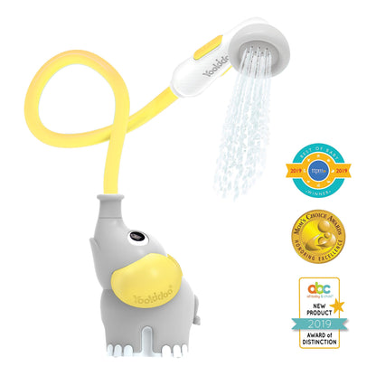 Yookidoo Baby Bath Shower Head - Elephant Water Pump with Trunk Spout Rinser - Control Water Flow from 2 Elephant Trunk Knobs for Maximum Fun in Tub or Sink for Newborn Babies