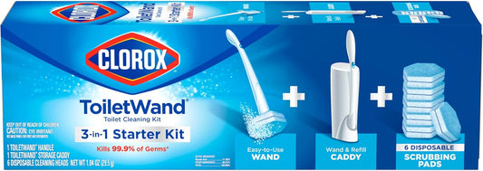 Clorox ToiletWand Toilet Cleaning Kit, ToiletWand, Caddy and 6 Refills, Pack of 6 (Pack May Vary)