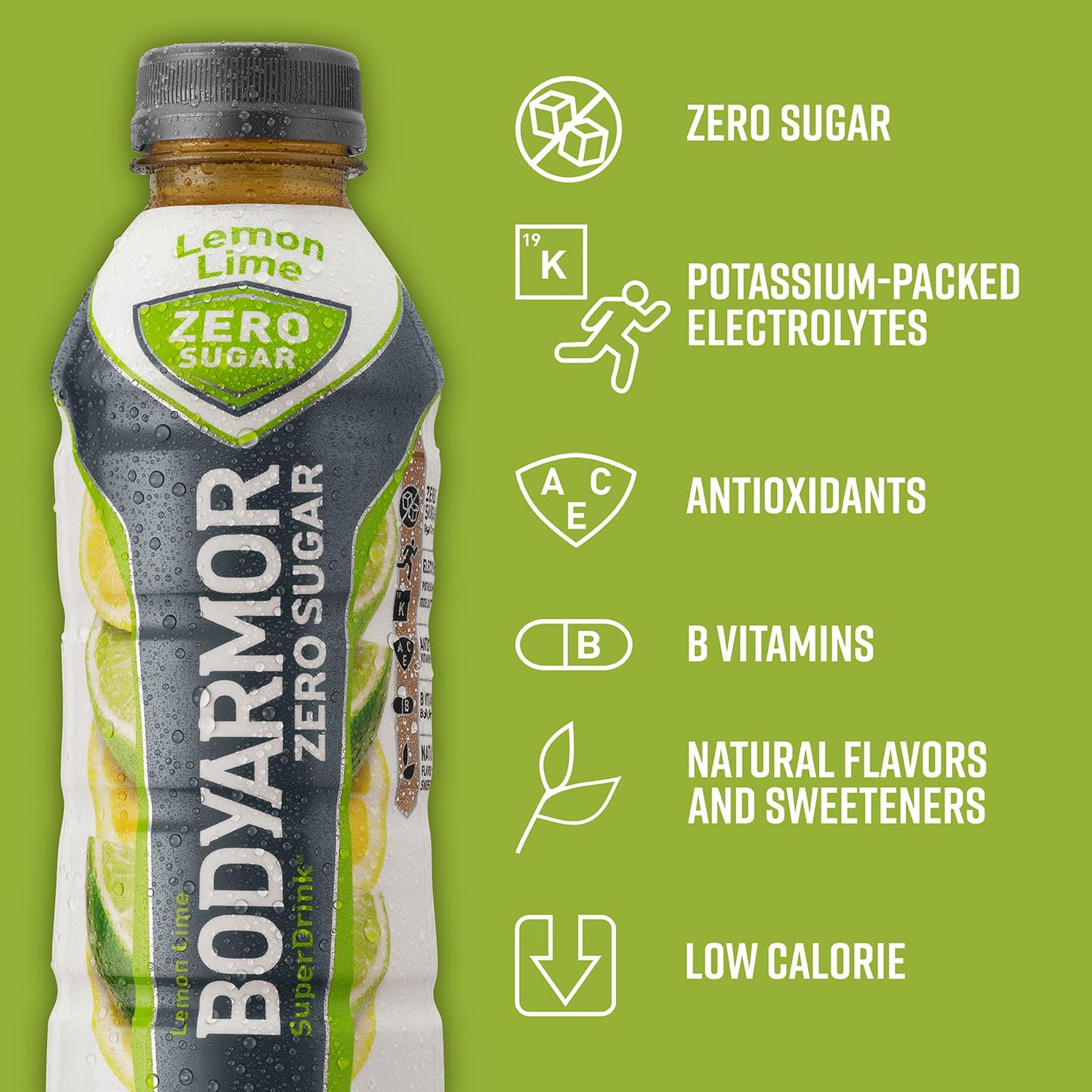 BODYARMOR ZERO Sugar Fruit Punch, Sugar Free Sports Drink - Low-Calorie Hydration - Natural Flavors with Potassium Packed Electrolytes, Antioxidants, and B-vitamins, 16 fl oz (pack of 12)