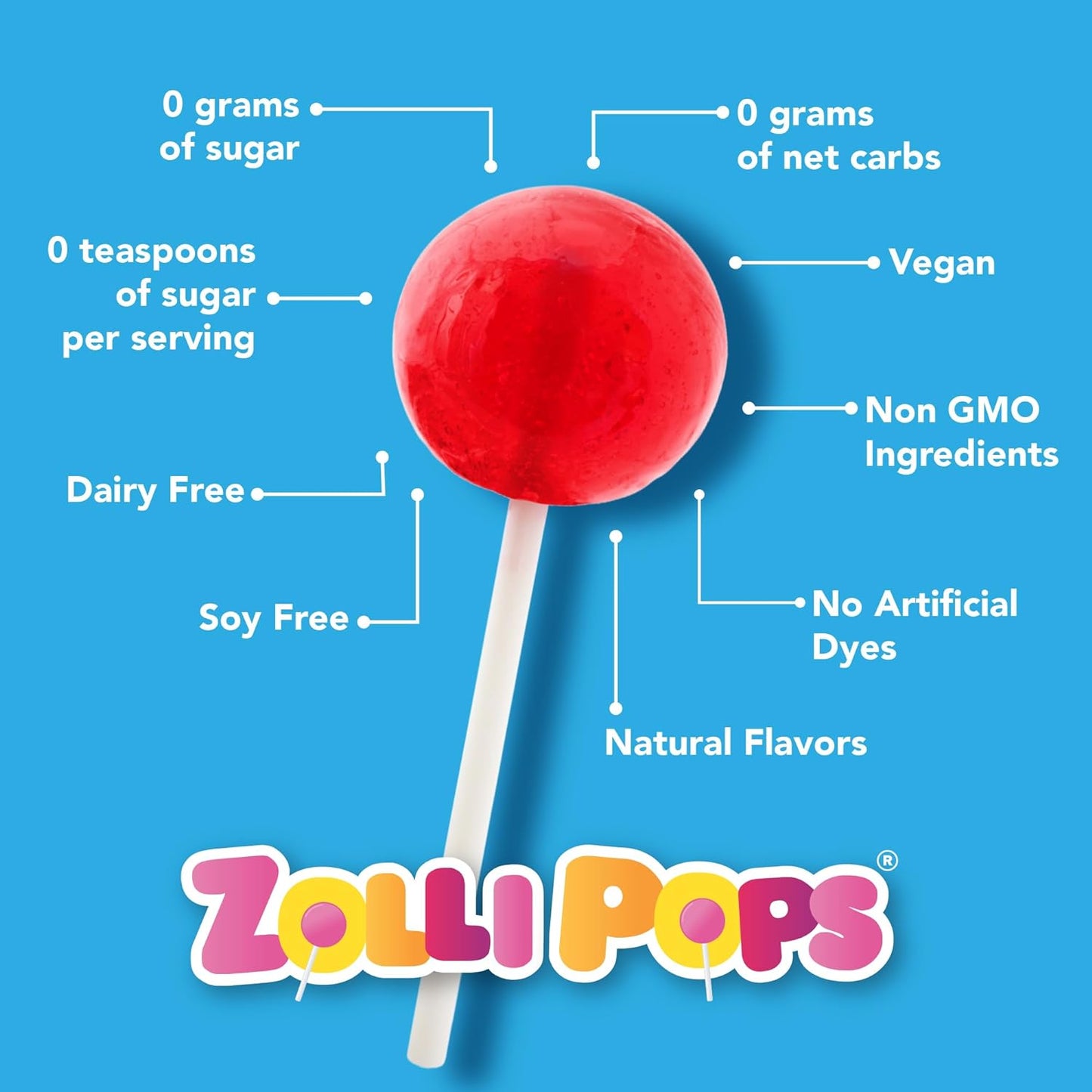 Zollipops Clean Teeth Lollipops, Anti Cavity, Sugar Free Candy for a Healthy Smile Great for Kids, Diabetics and Keto Diet, Natural Fruit Variety, 5.2oz (packaging may vary)