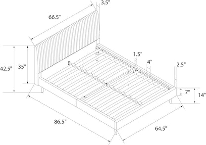 Mr. Kate Daphne Upholstered Bed with Headboard and Modern Platform Frame, Queen, Ivory Velvet