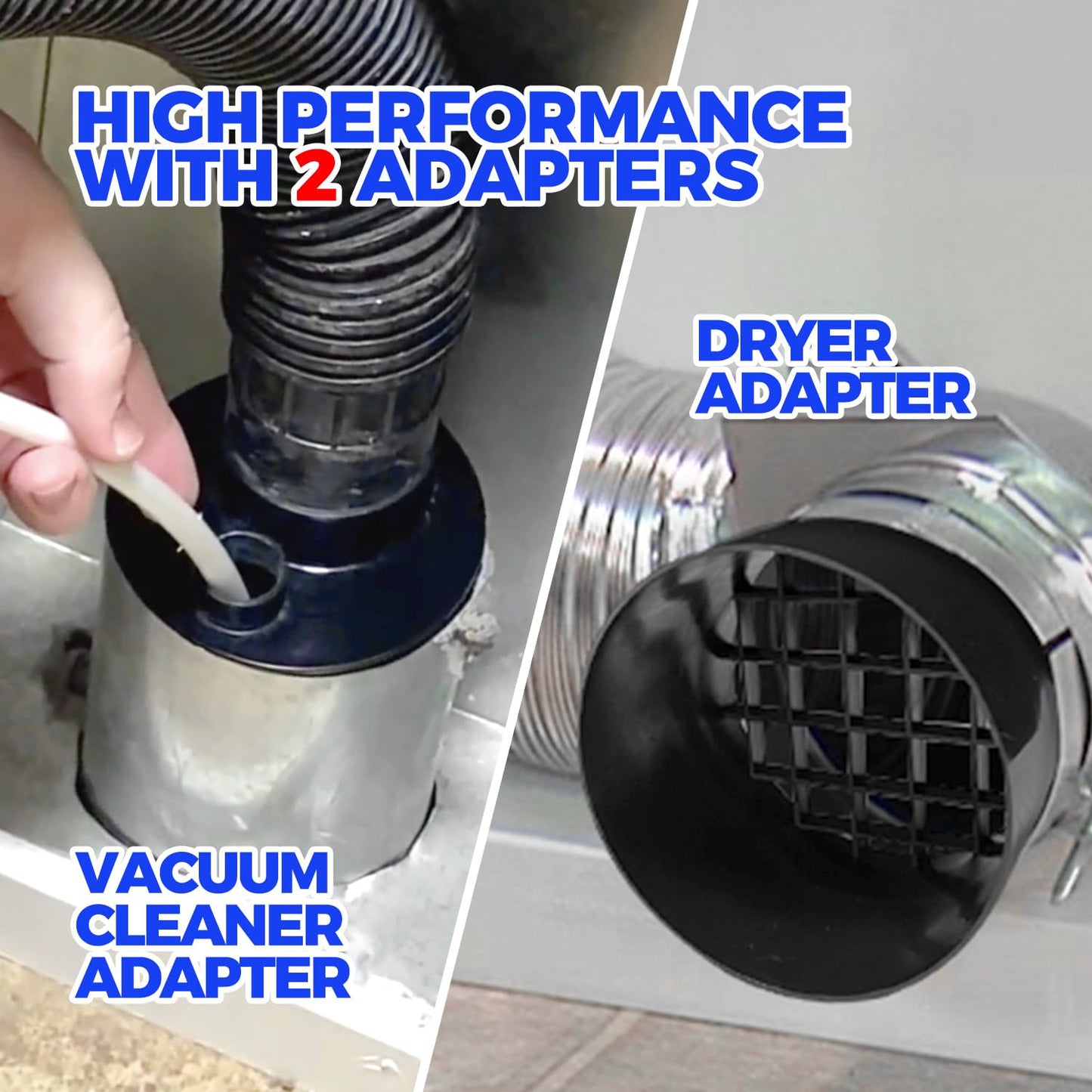 Holikme Dryer Vent Cleaner Kit 42 Feet Dryer Cleaning Tools, Include Dryer Vent Brush, Omnidirectional Blue Dryer Lint Vacuum Attachment, Dryer Lint Trap Brush, Vacuum & Dryer Adapters