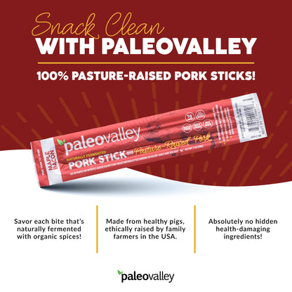 Paleovalley 100% Grass Fed Original Beef Sticks - Delicious Gluten Free Beef Snack - High Protein Keto Friendly