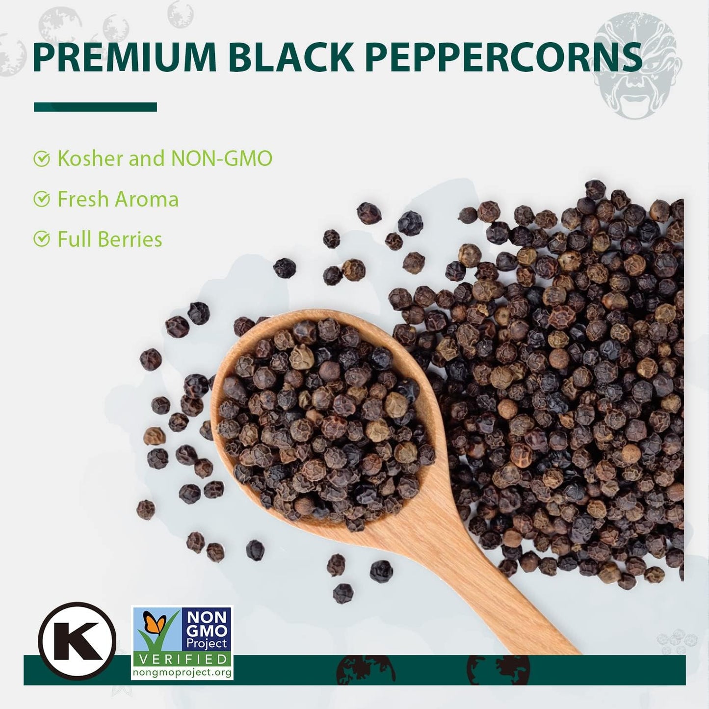 Soeos Black Peppercorns, 16oz (Pack of 1), Non-GMO, Kosher, Packed to Keep Peppers Fresh, Peppercorn for Grinder Refill, Whole Peppercorns