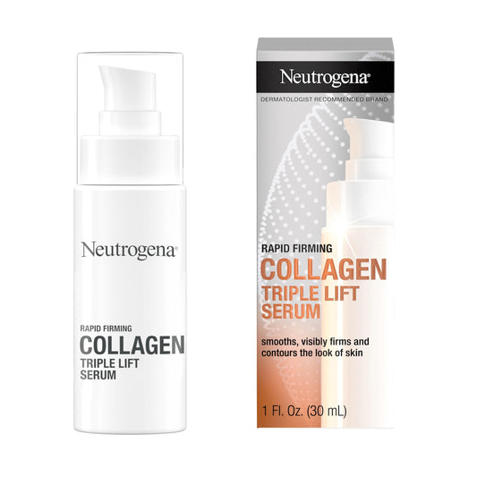 Neutrogena Rapid Firming Collagen Triple Lift Face Serum, Hydrating Serum with Collagen & AHP Amino Acid to visibly Firm & Smooth Skin, Lightweight, Mineral Oil- & Dye-Free, 1 fl. oz