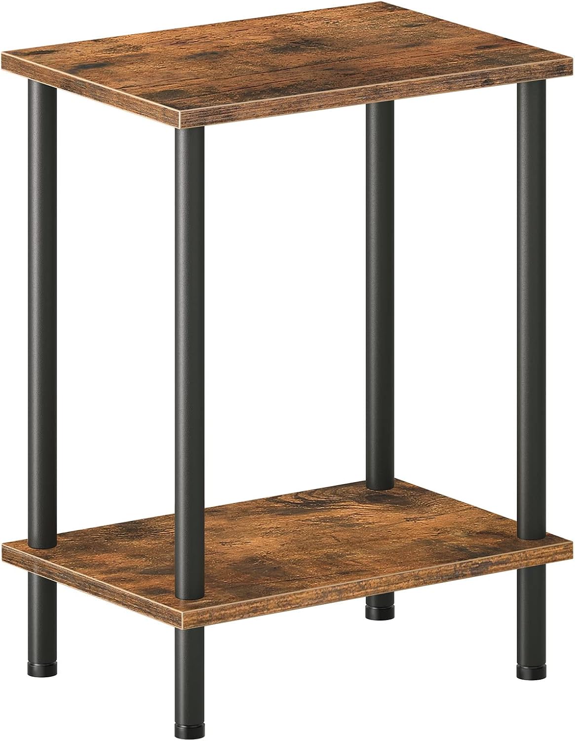 HOOBRO End Table, Small Side Table, Nightstand with 2-Layer Storage Shelves, Sofa Table for Small Spaces, Living Room, Bedroom, Stable Frame, Easy Assembly, Rustic Brown BF09BZ01