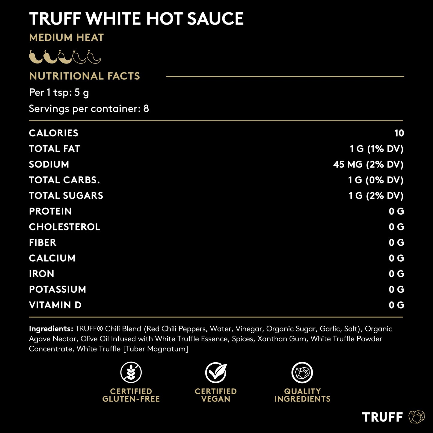 TRUFF Original Black Truffle Hot Sauce, Gourmet Hot Sauce with Ripe Chili Peppers, Black Truffle Oil, Agave Nectar, Unique Flavor Experience in a Bottle, 6 oz.