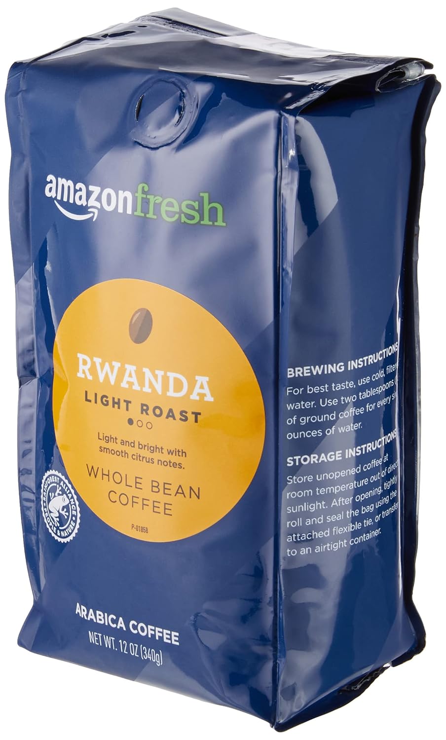 Amazon Fresh Direct Trade Rwanda Whole Bean Coffee, Light Roast, 12 Ounce