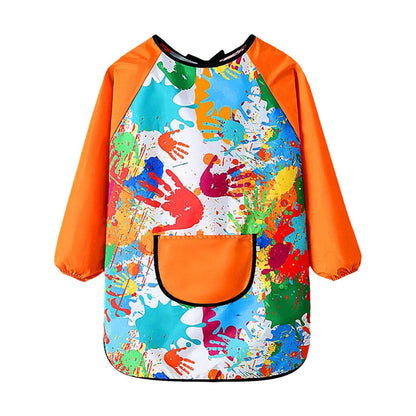 Kids Art Smocks Water Proof Painting Apron Smock Girls Boys Long Sleeve Knee Length Artist Smock Pocket