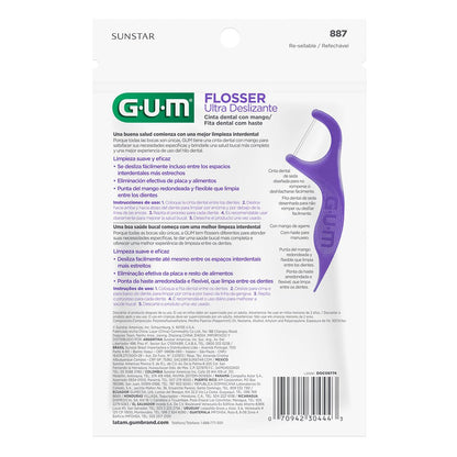 GUM Comfort Slide Floss Picks - Perfect for Tight Teeth - Extra Strong Shred-Resistant Dental Floss, Easy Grip Handle - Dental Flossers for Adults - Fresh Mint Flavor, 90 ct