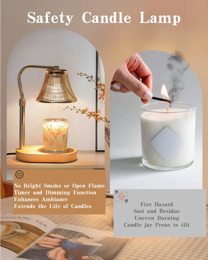 Candle Warmer Lamp,Electric Candle Lamp Warmer with Timer, Dimmable Wax Melt Warmer for Candle Jar,Adjustable Height Candle Lamp for Scented Home Bedroom Aesthetic Decor,House Warming Gifts