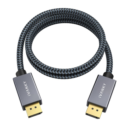 IVANKY VESA Certified DisplayPort Cable, 6.6ft DP Cable 1.2,[4K@60Hz, 2K@165Hz, 2K@144Hz], Gold-Plated Braided High Speed Display Port Cable 144Hz, for Gaming Monitor, Graphics Card, TV, PC, Laptop