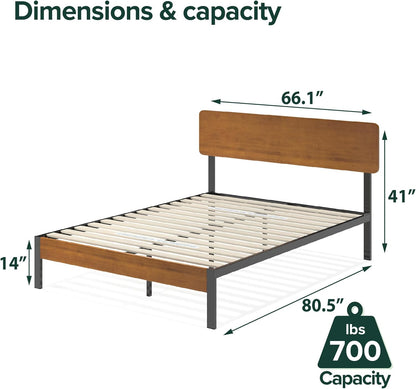 ZINUS Olivia Metal and Bamboo Platform Bed Frame, No Box Spring Needed, Wood Slat Support, Easy Assembly, Queen