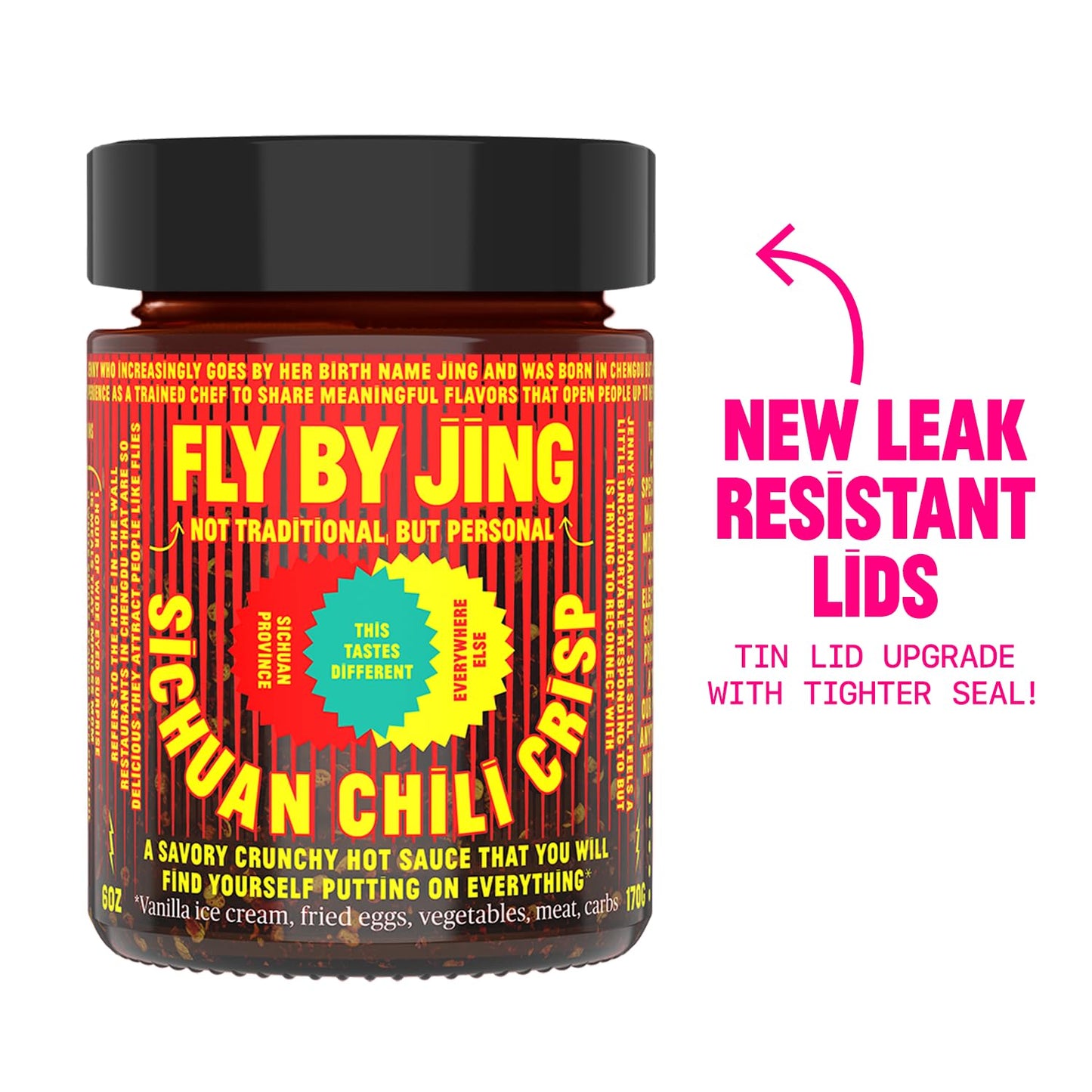 FLYBYJING Sichuan Chili Crisp - Premium Spicy Savory All-Natural Vegan Chili Oil - Crunchy Hot Sauce, Good on Everything, Sugar Free - 6oz (Pack of 1)