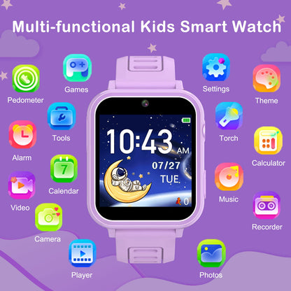 Phyulls Smart Watch for Kids with 24 Games Alarm Clock, Touchscreen, Calendaring Camera Music Player Time Display Video & Audio Recording, Toys for 3-12 Years Old Boys Toddler