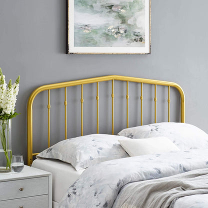 Modway Lennon Modern Farmhouse Metal Queen Headboard in Gold