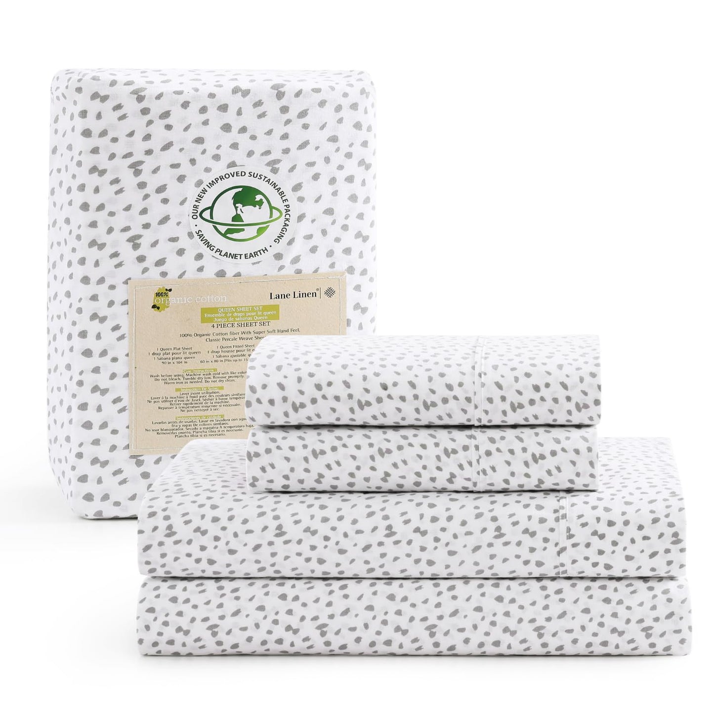 LANE LINEN 100% Organic Cotton Twin Sheets Set, 3Pc Twin Bed Sheets, Breathable Cotton Sheets Twin Size Bed Set, Dorm Room Essentials with 15" Twin Deep Pocket Fitted Sheet - White Sheets