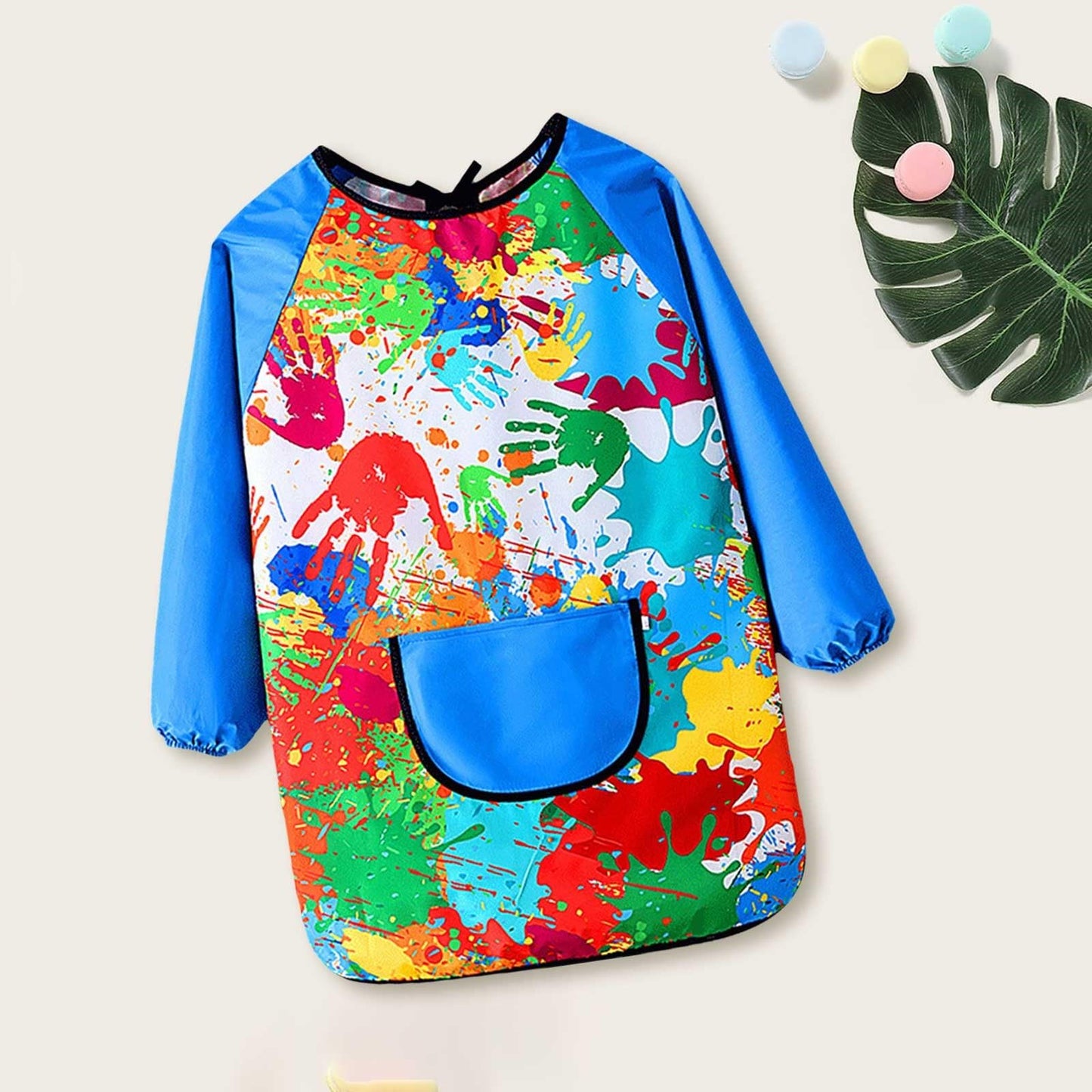 Kids Art Smocks Water Proof Painting Apron Smock Girls Boys Long Sleeve Knee Length Artist Smock Pocket