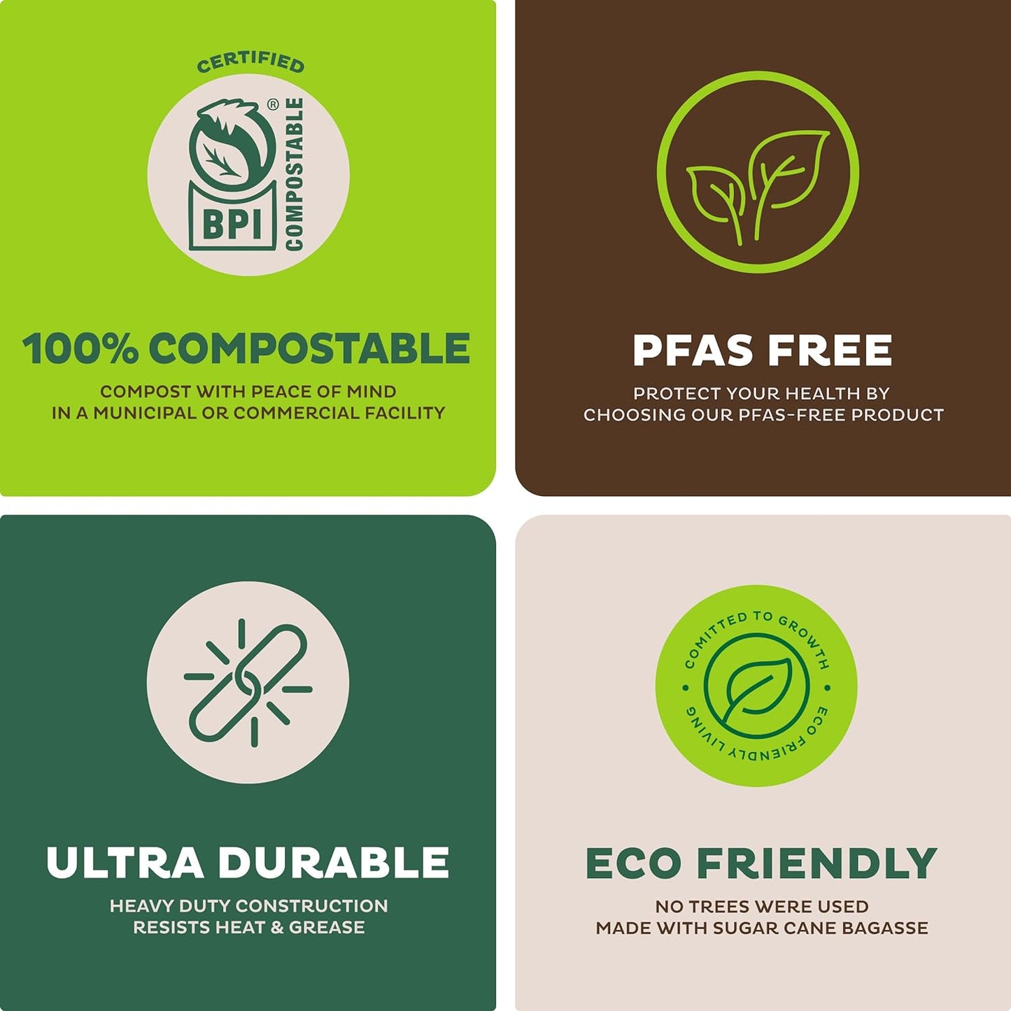 100% Compostable Paper Plates, Heavy Duty Disposable Plates [125-Pack] 9 Inch Plates - Eco-Friendly, Biodegradable Sugarcane Bagasse, Natural Unbleached Brown 9" Dinner Paper Plate Disposable